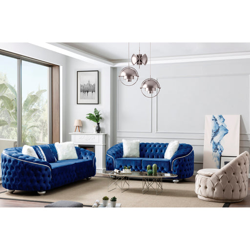 Bursa Navy Velvet Living Room Set - Gate FurnitureLiving Room Set