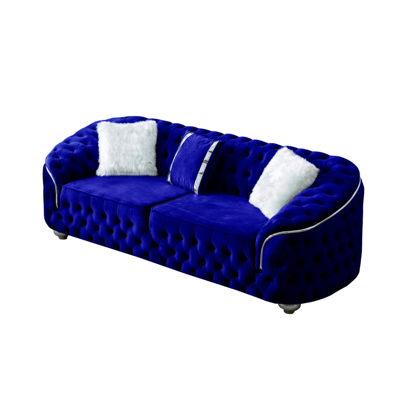 Bursa Navy Velvet Living Room Set - Gate FurnitureLiving Room Set