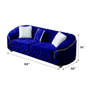 Bursa Navy Velvet Living Room Set - Gate FurnitureLiving Room Set
