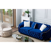 Bursa Navy Velvet Living Room Set - Gate FurnitureLiving Room Set