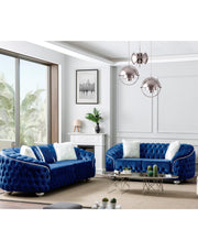 Bursa Navy Velvet Living Room Set - Gate FurnitureLiving Room Set