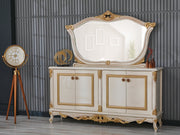 Buse 78" Wide 4 Door Buffet With Mirror - Gate FurnitureBuffets & Sideboards