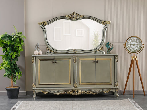 Buse 78" Wide 4 Door Buffet With Mirror - Gate FurnitureBuffets & Sideboards