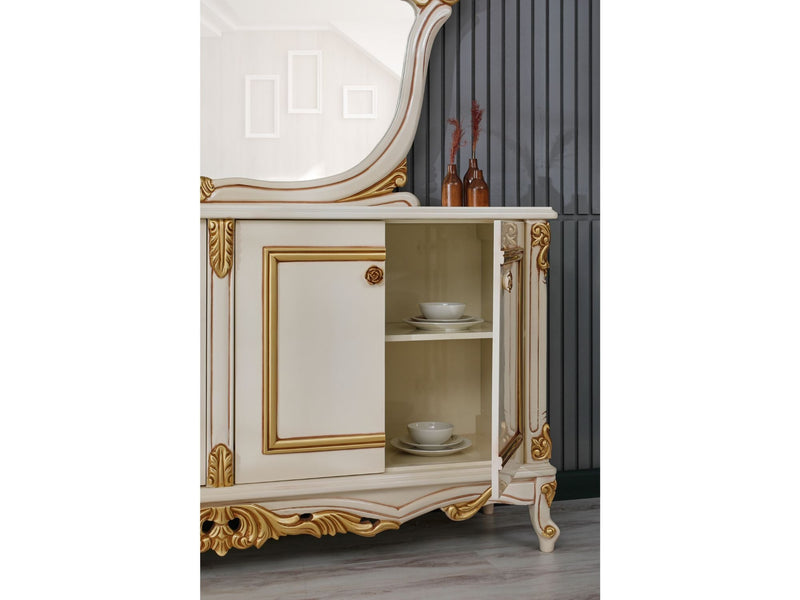 Buse Diningroom Consol With Mirror Cream - 115-BUS-HM571-CONWM