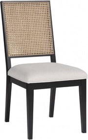 Butterfly Linen Textured Fabric Upholstered Dining Chair in Black, Set of 2 - 705Black-C