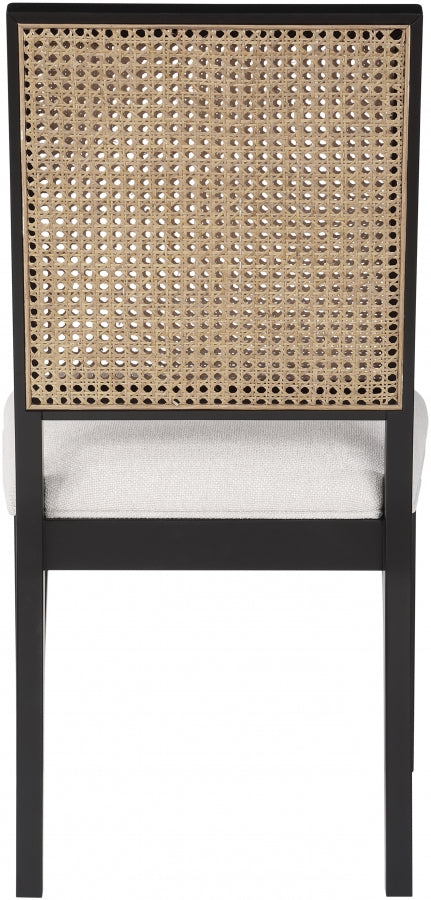Butterfly Linen Textured Fabric Upholstered Dining Chair in Black, Set of 2 - 705Black-C