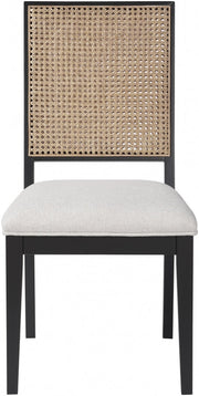 Butterfly Linen Textured Fabric Upholstered Dining Chair in Black, Set of 2 - 705Black-C
