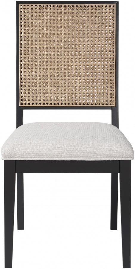 Butterfly Linen Textured Fabric Upholstered Dining Chair in Black, Set of 2 - 705Black-C