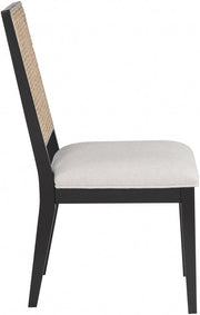 Butterfly Linen Textured Fabric Upholstered Dining Chair in Black, Set of 2 - 705Black-C