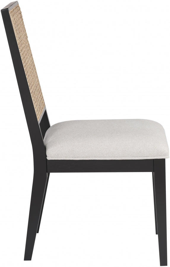 Butterfly Linen Textured Fabric Upholstered Dining Chair in Black, Set of 2 - 705Black-C