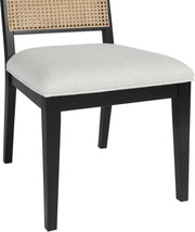 Butterfly Linen Textured Fabric Upholstered Dining Chair in Black, Set of 2 - 705Black-C