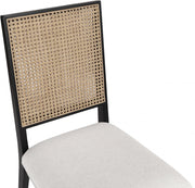 Butterfly Linen Textured Fabric Upholstered Dining Chair in Black, Set of 2 - 705Black-C