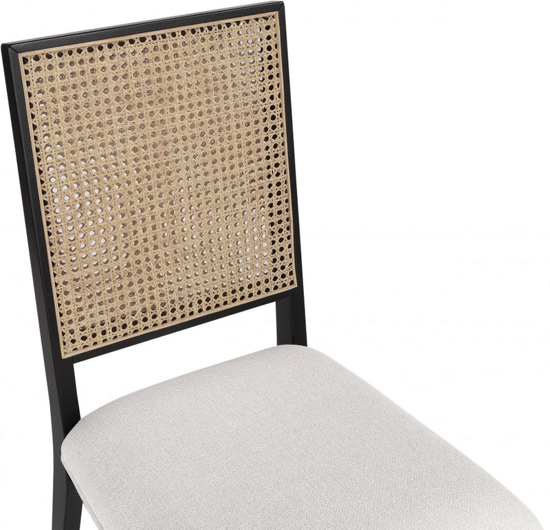 Butterfly Linen Textured Fabric Upholstered Dining Chair in Black, Set of 2 - 705Black-C