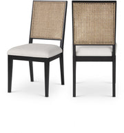 Butterfly Linen Textured Fabric Upholstered Dining Chair in Black, Set of 2 - 705Black-C