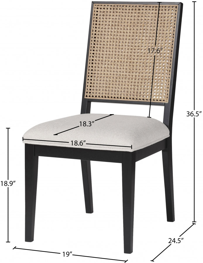 Butterfly Linen Textured Fabric Upholstered Dining Chair in Black, Set of 2 - 705Black-C