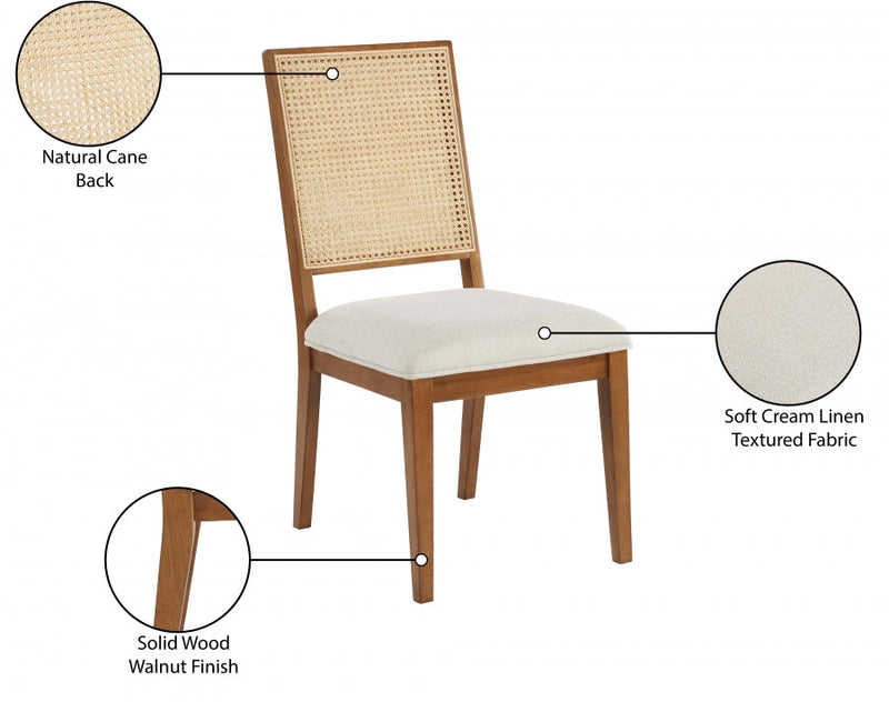 Butterfly Linen Textured Fabric Upholstered Dining Chair in Brown, Set of 2 - 705Walnut-C