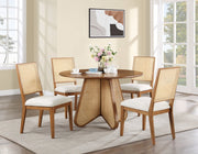 Butterfly Linen Textured Fabric Upholstered Dining Chair in Brown, Set of 2 - 705Walnut-C