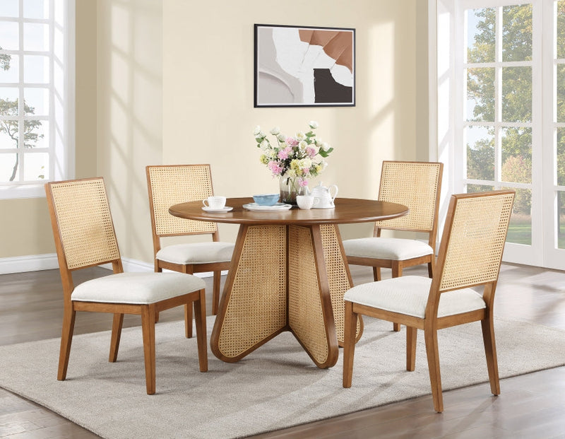 Butterfly Linen Textured Fabric Upholstered Dining Chair in Brown, Set of 2 - 705Walnut-C