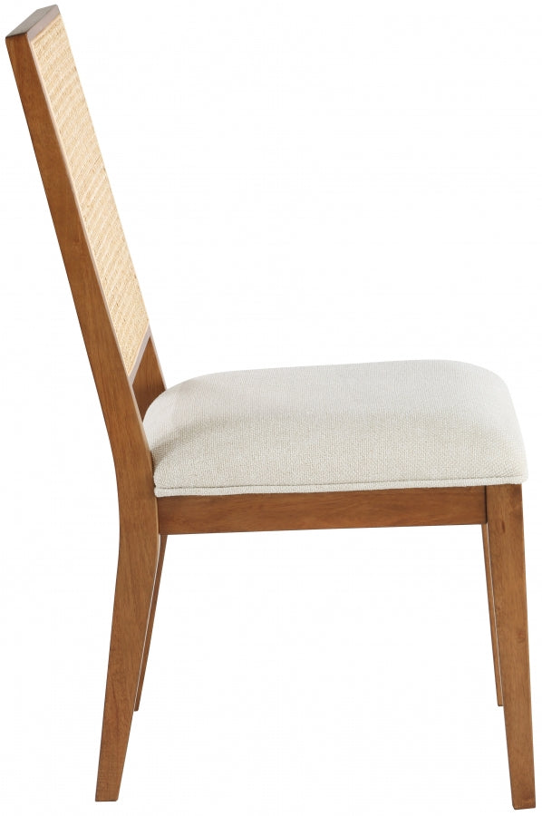 Butterfly Linen Textured Fabric Upholstered Dining Chair in Brown, Set of 2 - 705Walnut-C