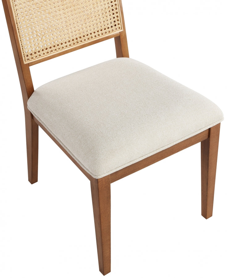 Butterfly Linen Textured Fabric Upholstered Dining Chair in Brown, Set of 2 - 705Walnut-C