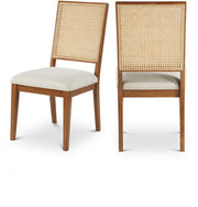 Butterfly Linen Textured Fabric Upholstered Dining Chair in Brown, Set of 2 - 705Walnut-C
