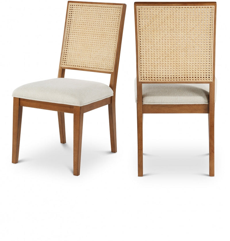 Butterfly Linen Textured Fabric Upholstered Dining Chair in Brown, Set of 2 - 705Walnut-C