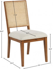 Butterfly Linen Textured Fabric Upholstered Dining Chair in Brown, Set of 2 - 705Walnut-C