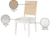 Butterfly Linen Textured Fabric Upholstered Dining Chair in White, Set of 2 - 705White-C