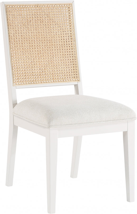 Butterfly Linen Textured Fabric Upholstered Dining Chair in White, Set of 2 - 705White-C