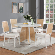 Butterfly Linen Textured Fabric Upholstered Dining Chair in White, Set of 2 - 705White-C