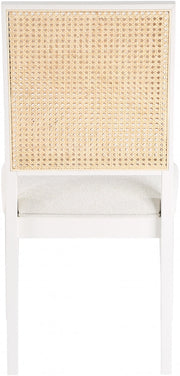 Butterfly Linen Textured Fabric Upholstered Dining Chair in White, Set of 2 - 705White-C