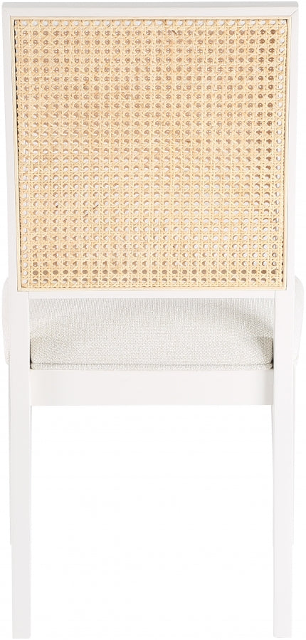 Butterfly Linen Textured Fabric Upholstered Dining Chair in White, Set of 2 - 705White-C
