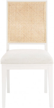 Butterfly Linen Textured Fabric Upholstered Dining Chair in White, Set of 2 - 705White-C