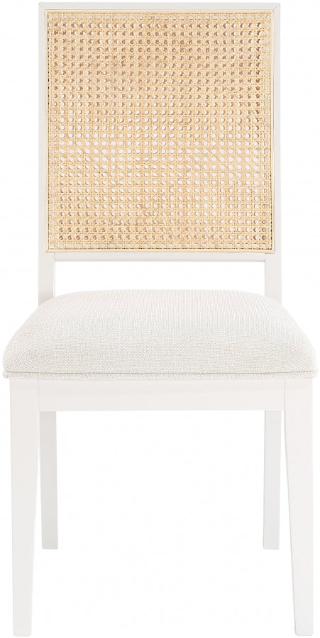 Butterfly Linen Textured Fabric Upholstered Dining Chair in White, Set of 2 - 705White-C