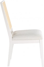 Butterfly Linen Textured Fabric Upholstered Dining Chair in White, Set of 2 - 705White-C