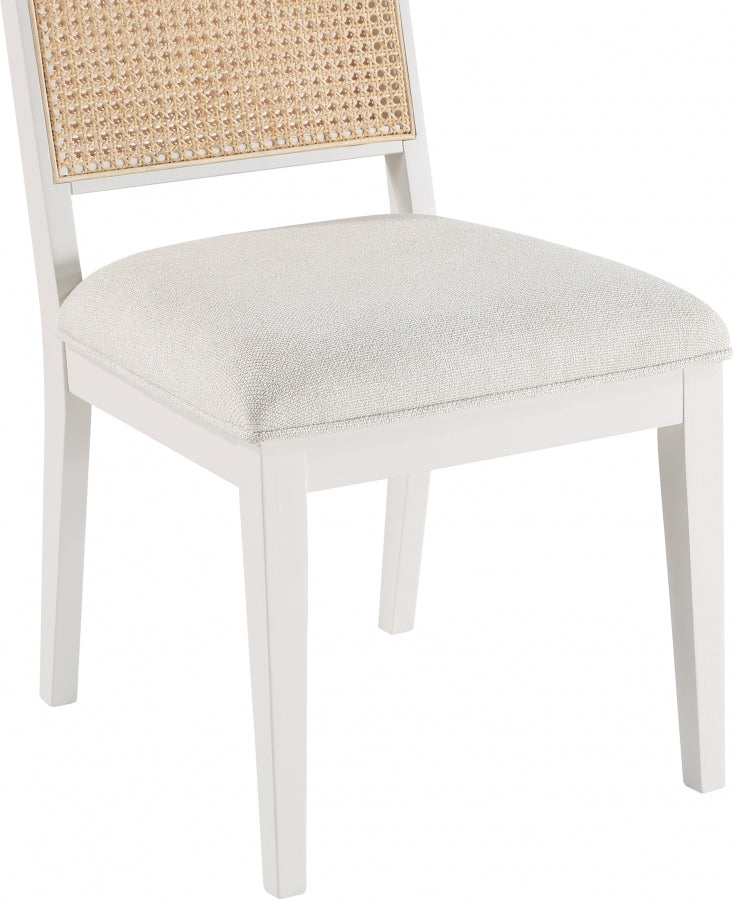 Butterfly Linen Textured Fabric Upholstered Dining Chair in White, Set of 2 - 705White-C