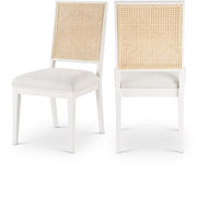 Butterfly Linen Textured Fabric Upholstered Dining Chair in White, Set of 2 - 705White-C
