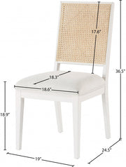 Butterfly Linen Textured Fabric Upholstered Dining Chair in White, Set of 2 - 705White-C