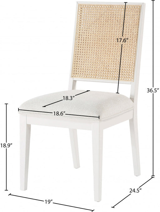 Butterfly Linen Textured Fabric Upholstered Dining Chair in White, Set of 2 - 705White-C