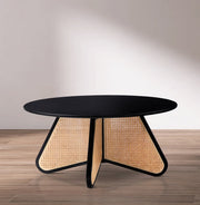 Butterfly Natural Cane And Oak Veneer Coffee Table in Black - 208Black-CT