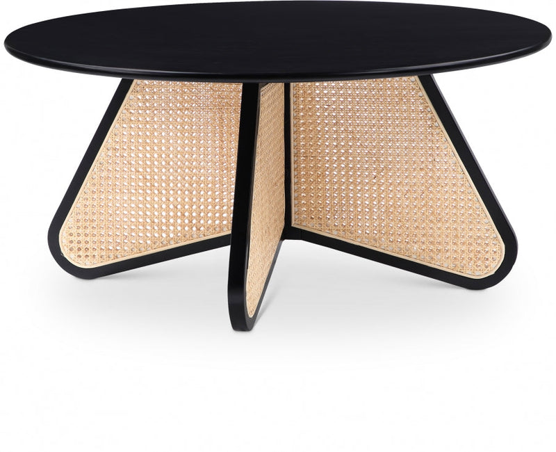 Butterfly Natural Cane And Oak Veneer Coffee Table in Black - 208Black-CT