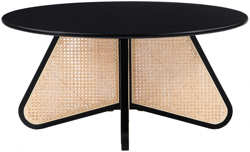 Butterfly Natural Cane And Oak Veneer Coffee Table in Black - 208Black-CT