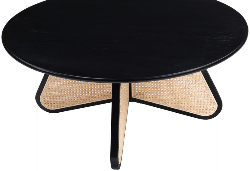 Butterfly Natural Cane And Oak Veneer Coffee Table in Black - 208Black-CT