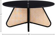 Butterfly Natural Cane And Oak Veneer Coffee Table in Black - 208Black-CT
