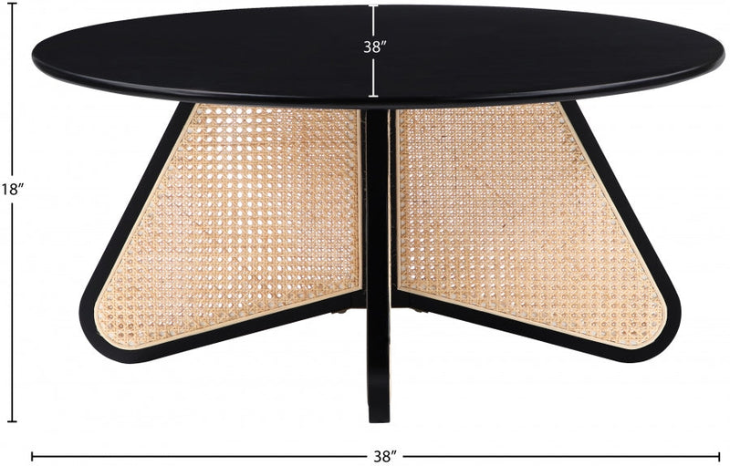 Butterfly Natural Cane And Oak Veneer Coffee Table in Black - 208Black-CT