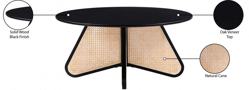 Butterfly Natural Cane And Oak Veneer Coffee Table in Black - 208Black-CT
