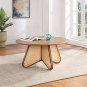 Butterfly Natural Cane And Oak Veneer Coffee Table in Brown - 208Walnut-CT