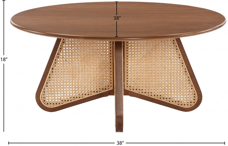 Butterfly Natural Cane And Oak Veneer Coffee Table in Brown - 208Walnut-CT