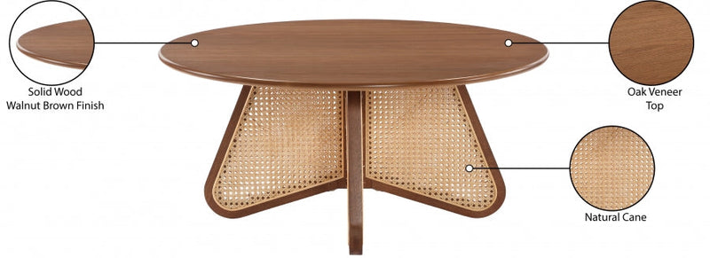 Butterfly Natural Cane And Oak Veneer Coffee Table in Brown - 208Walnut-CT