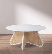 Butterfly Natural Cane And Oak Veneer Coffee Table in White - 208White-CT